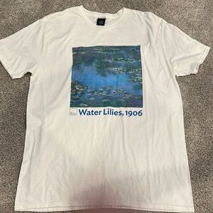White T-Shirt with Water Lilies Print